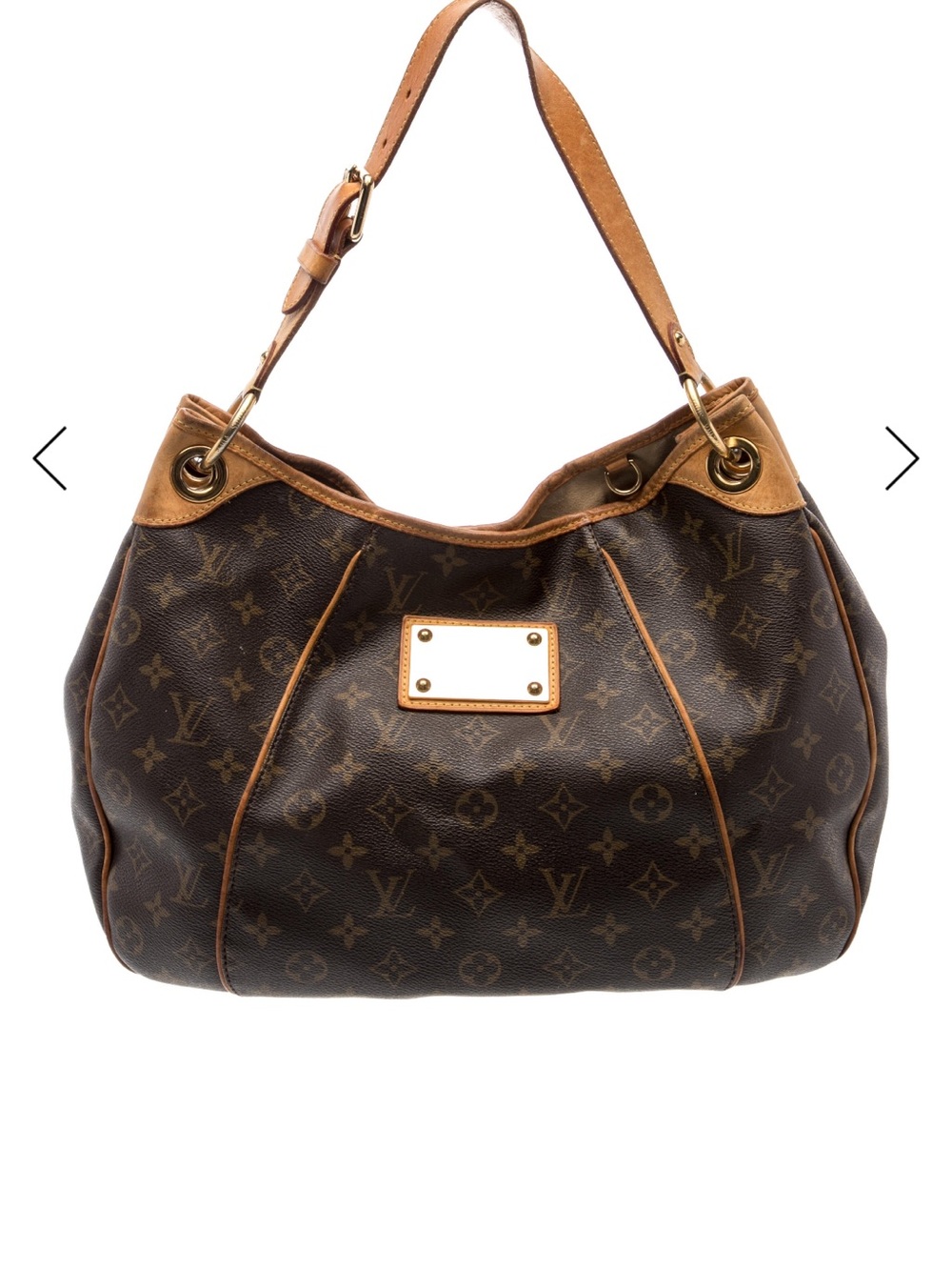 Authentic Louis Vuitton LV Monogram Galliera PM Hobo with Tan Trim Gold Hardware